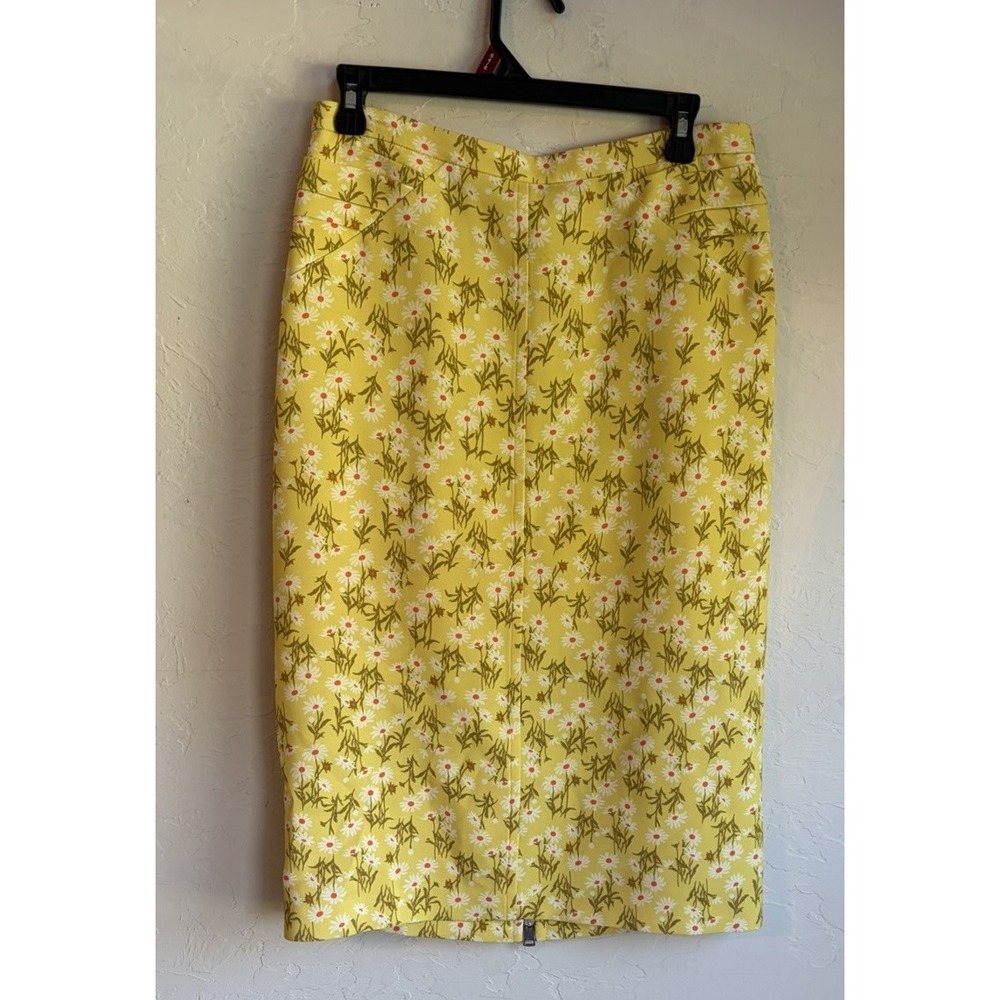NO. 21 ALESSANDRO DELL'ACQUA Yellow Floral Midi Pencil Skirt 44 US 8 Luxury